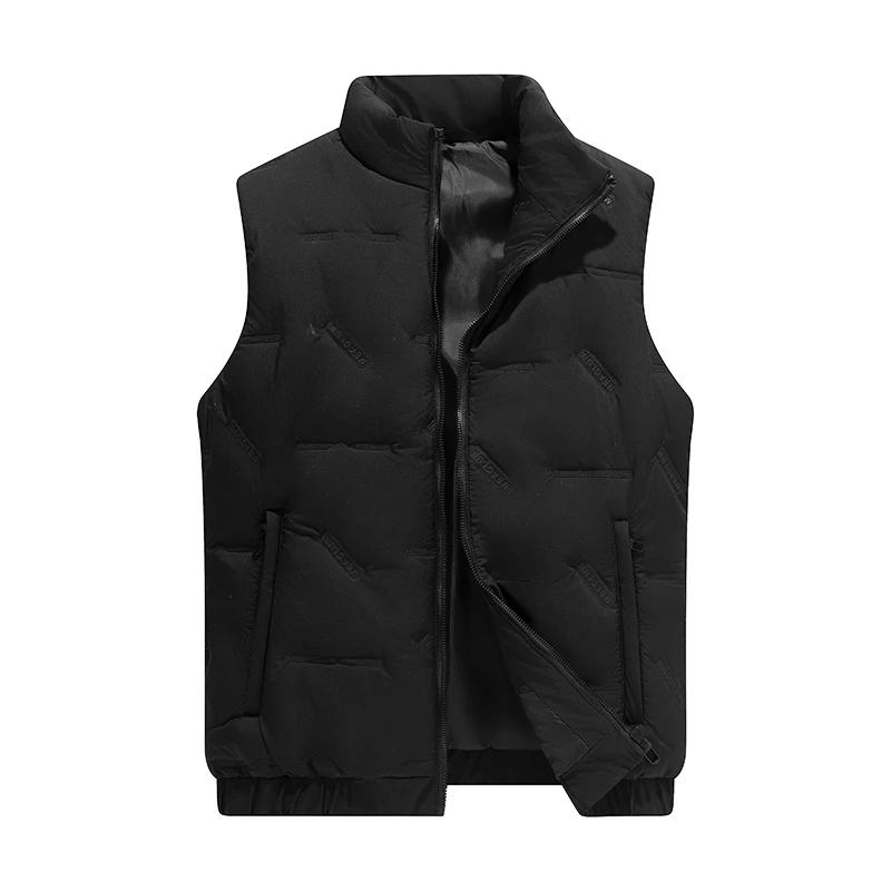 Winter Vest Men Pleated Windproof Padded Vest Solid Warm Sleeveless Jackets Homme Casual Waistcoat Thicken Parkas Plus Size