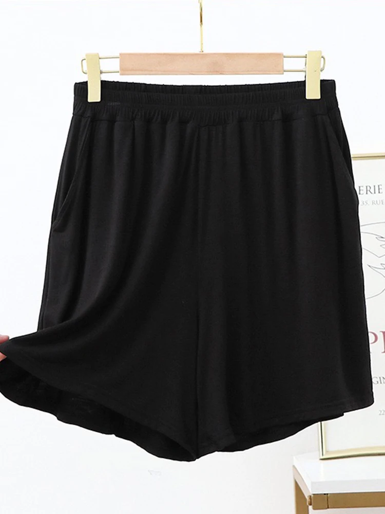 Women Shorts Plus Size Casual Elastic Waist Knee-Length Curling Bermuda  Drawstring Summer