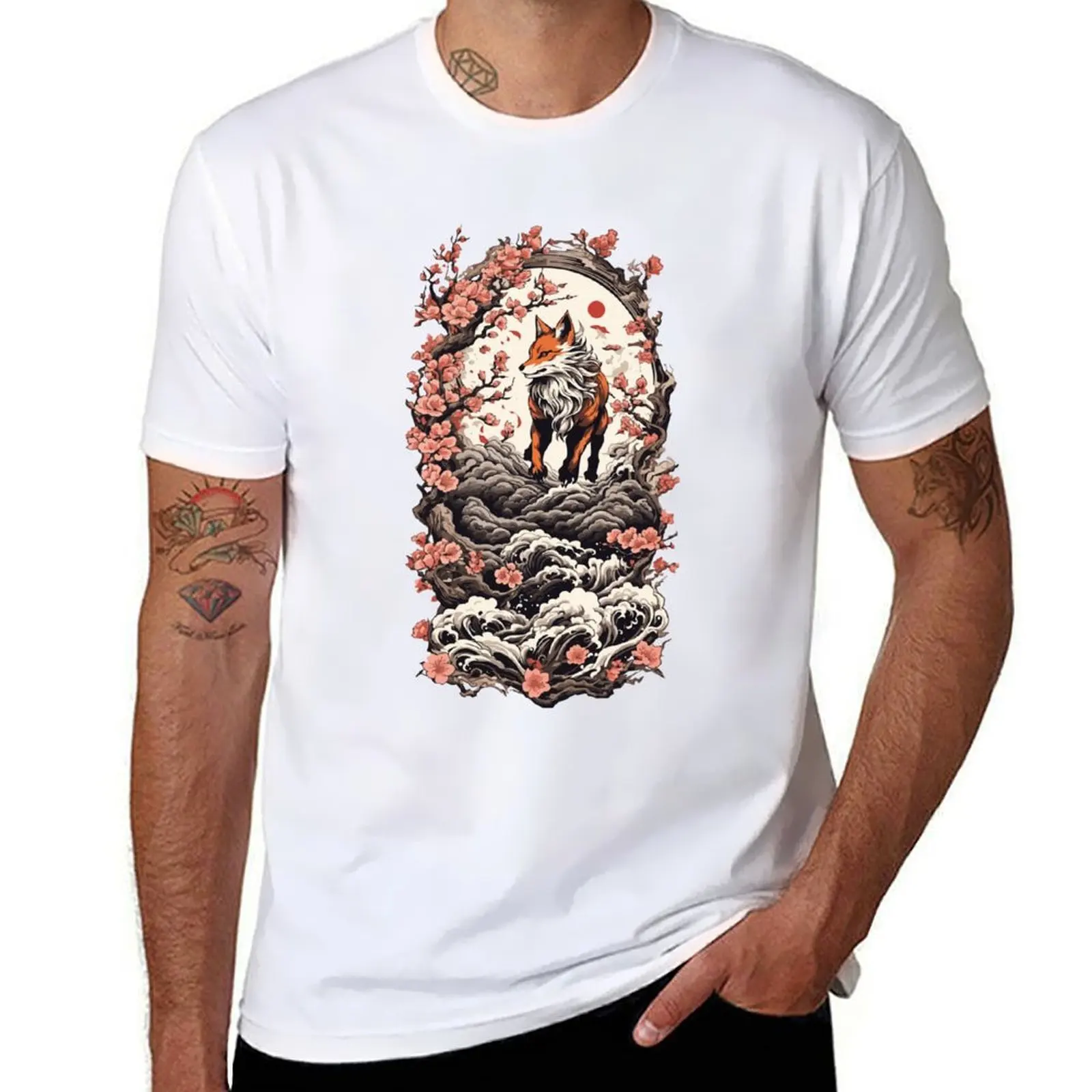 

Fox Spirit Kitsune Aesthetic Yokai Vintage Japan T-Shirt shirts graphic tee T-shirts man cute clothes men t shirts