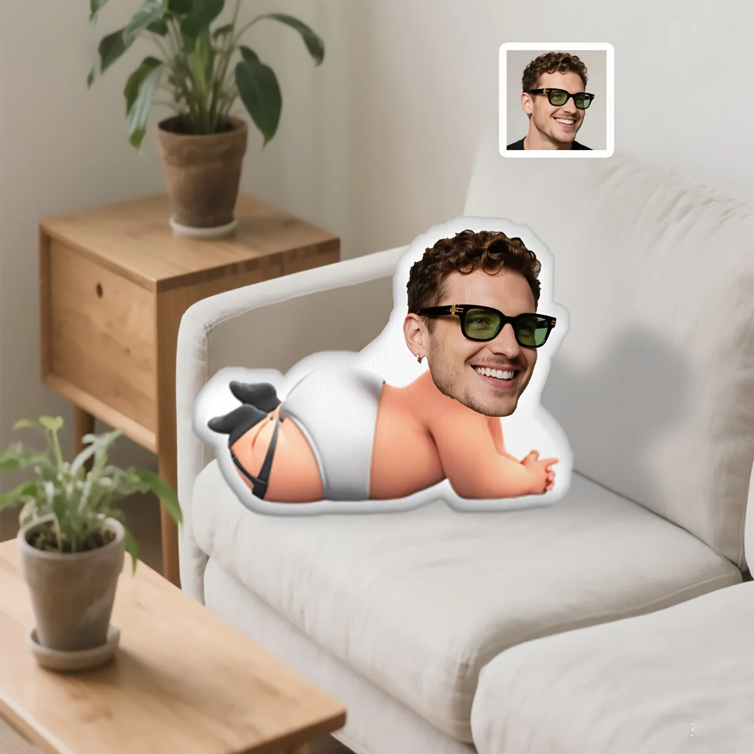 Custom Photo Pillows, Personalized Face Pillows, Cute Men's Baby Carriers, Birthday, Halloween, Christmas, and Various Holiday S