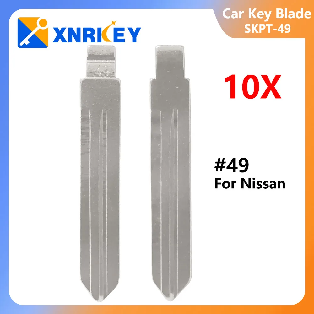 Xnrkey 10ชิ้น/ล็อต No.49 kd กุญแจรถรีโมทรถว่างเปล่าใบมีดโลหะแบบพับ DAT12R #49ใหม่สำหรับนิสสันกุญแจมีดพับ