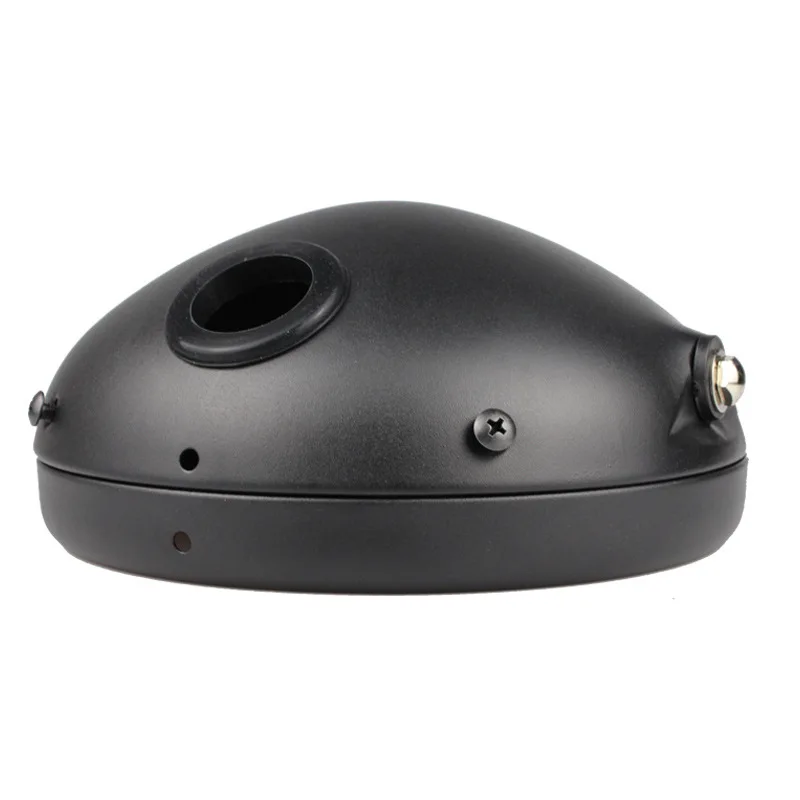 

Motorcycle Headlight Housing 7 Inch Retro Style Matte Dark Alloy Construction Supporting LED Lamp Installation for Vintage Look