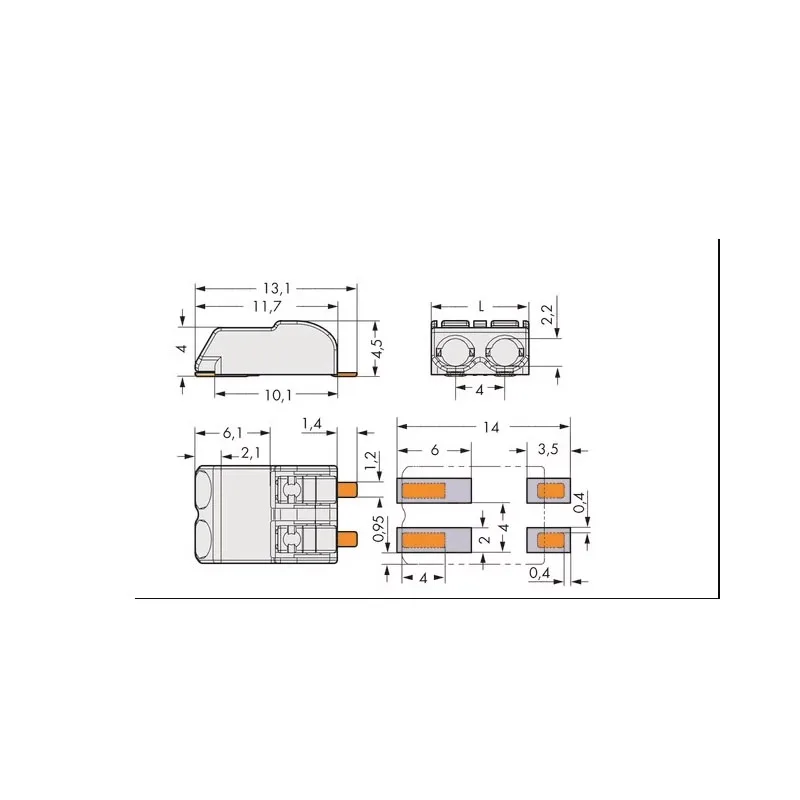 2pcs/lots imported from Germany 3 holes 2060-403 SMD terminals LED strip light connector strip connector switch