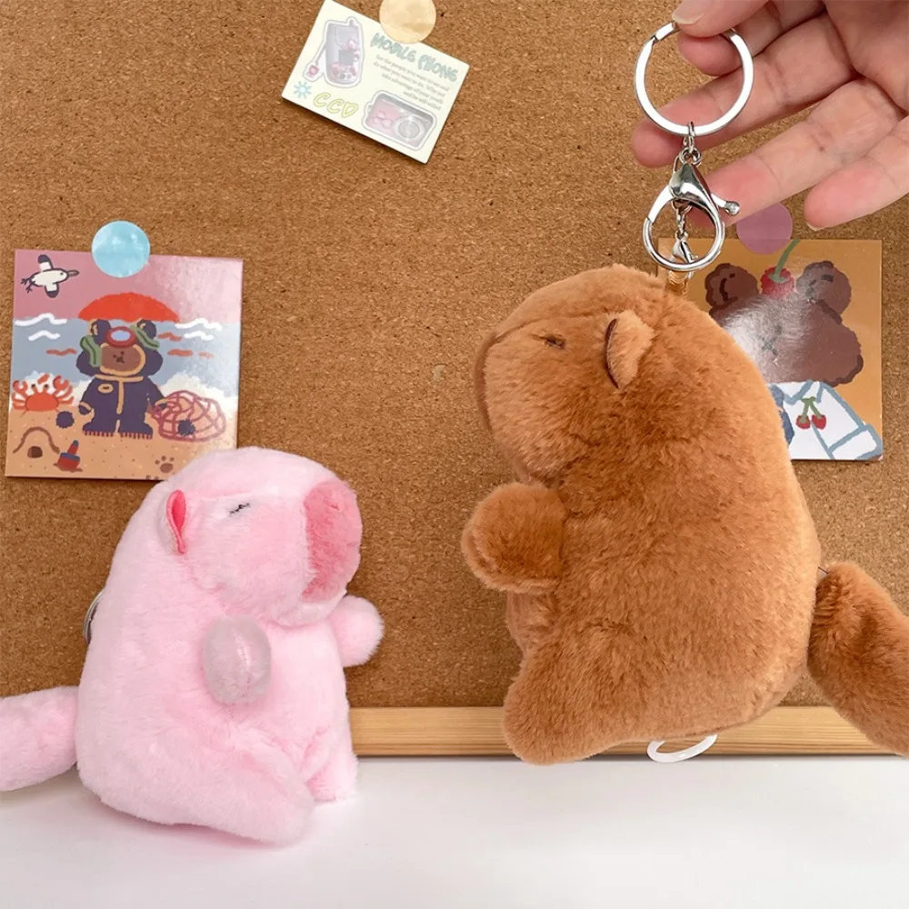 Cartoon Plush Capybara Doll Bag Pendant Cute Style Capibala Doll with Drawstring Tail Wagging Toy