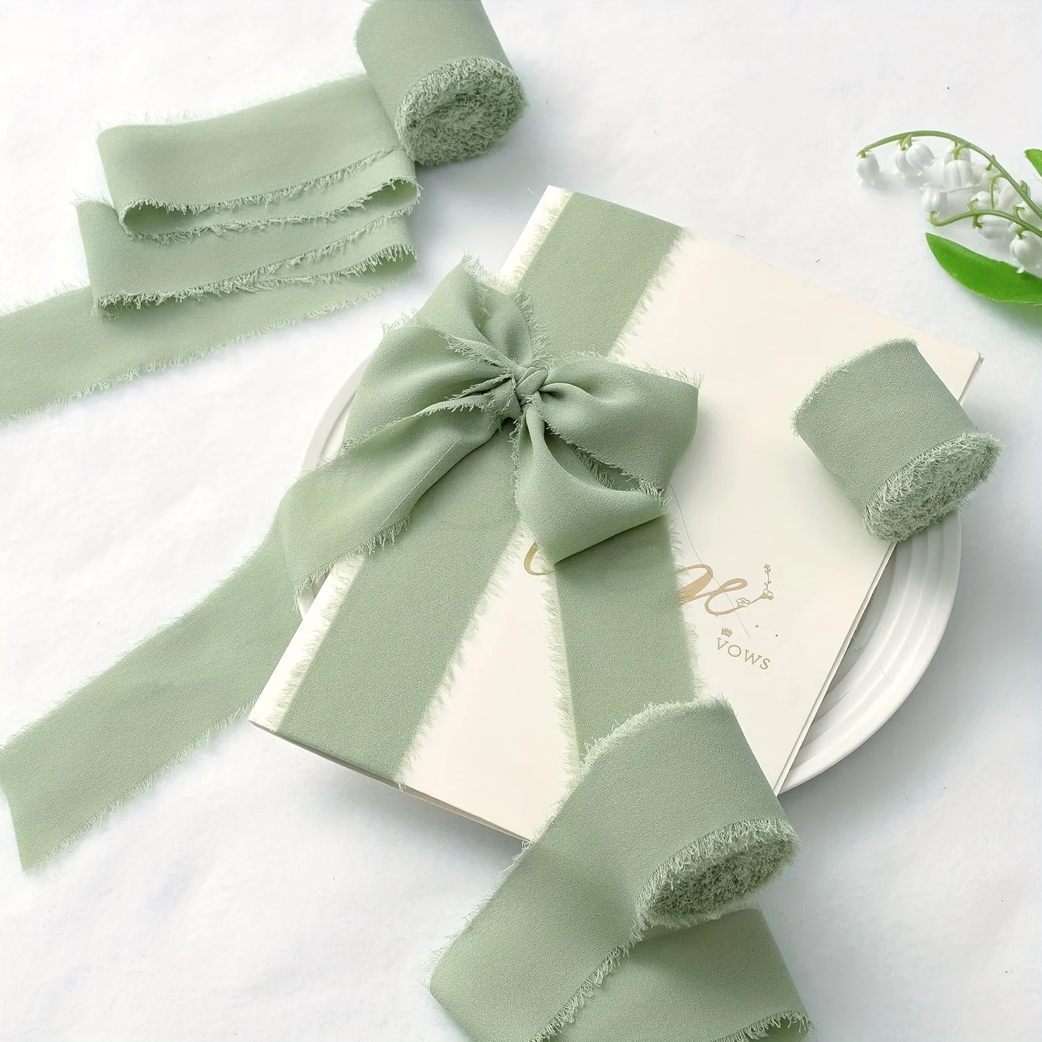 

MOHAMM 1 Roll Mint Green Chiffon Ribbon for Gifts Wrapping, Wedding Invitations, Bridal Bouquets, Decorations, Craft, Handmade