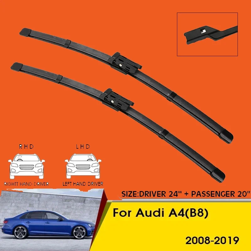 

Car Wiper Blades For Audi A4(B8) 2008-2019 Windshield Windscreen Front Window Blades 24"+20" Car Accessories