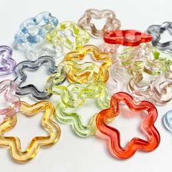 5pcs Acrylic Hollow Flower Charm Colorful Pendant for DIY Earring Necklaces Bracelets Jewelry Making Findings Craft