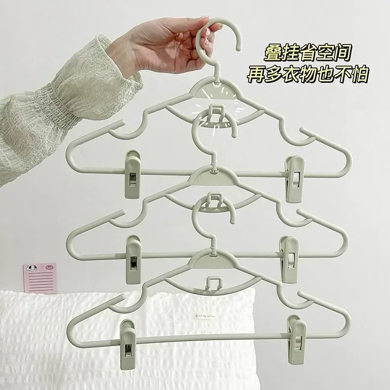 Purple Fashion Clothes Hanger Strap Pants Set Hooks with Clips Shelf Cloakroom Storage Rack Trousers Skirt Coat Suspenders Tool