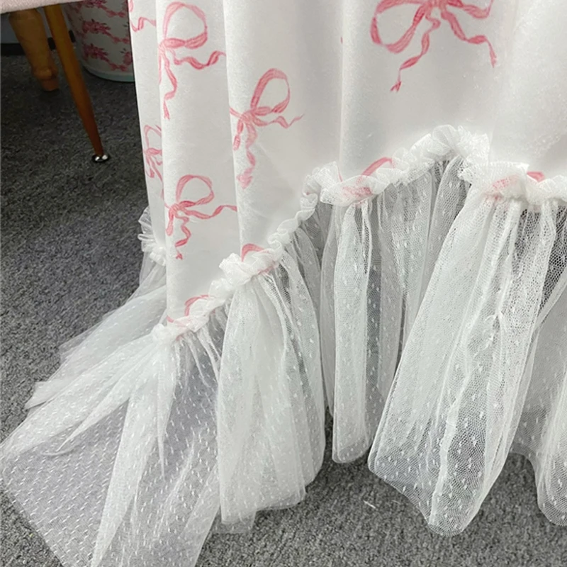 Korean Pastoral Tablecloth Retro Pink White Lace Table Cloth Coffeetable Round Rectangular Home Decorative European Tablecloth