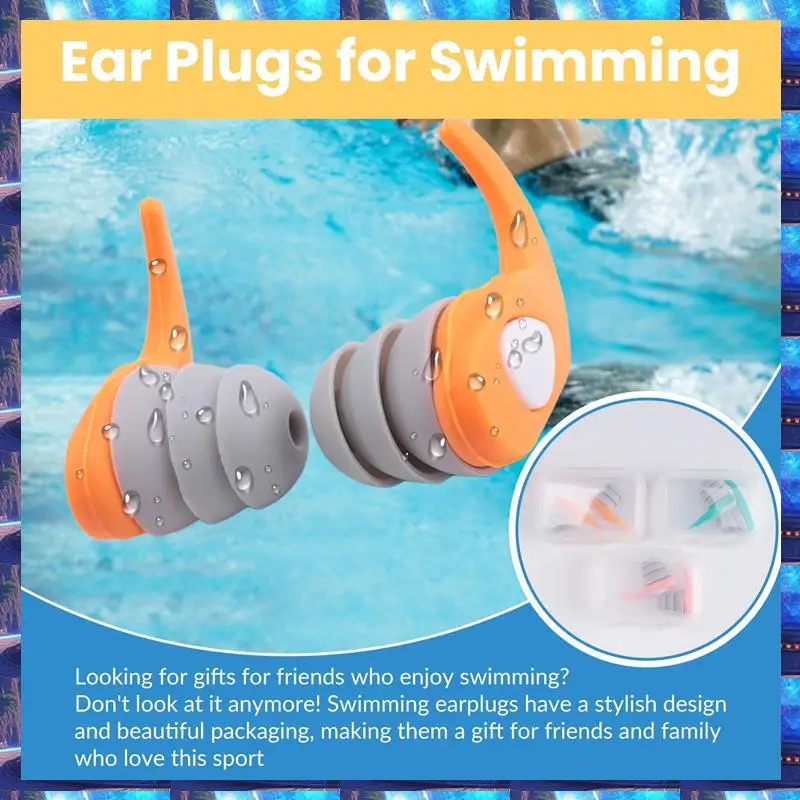 

2025 Ear Plugs Swimmers Ear Plugs Men Women Waterproof Earplugs For Swimming 3 Pairs Adults Kids Swim Ear Plugs B,Ear Plugs Swim