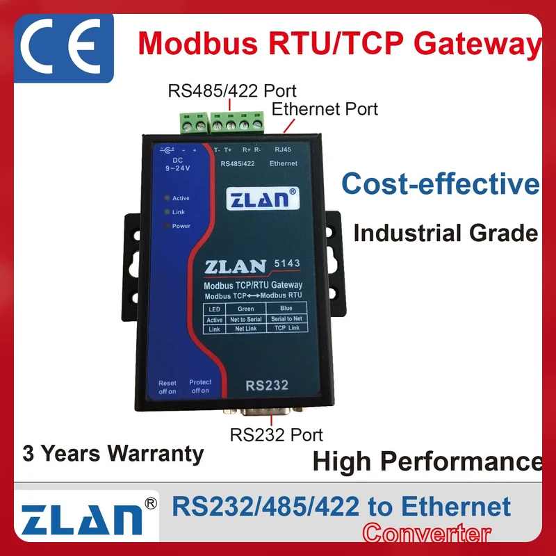 ZLAN5143 Modbus RTU TCP Gateway MQTT JSON RS232 RS485 RS422 Asli Ke Port Ethernet