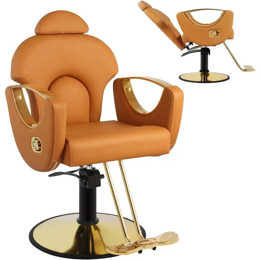 Salon Chair for Hair Stylist, Reclining Salon Chair Height Hair Adjustable Salon Braiding Beauty Spa Equipment, 360° Swivel