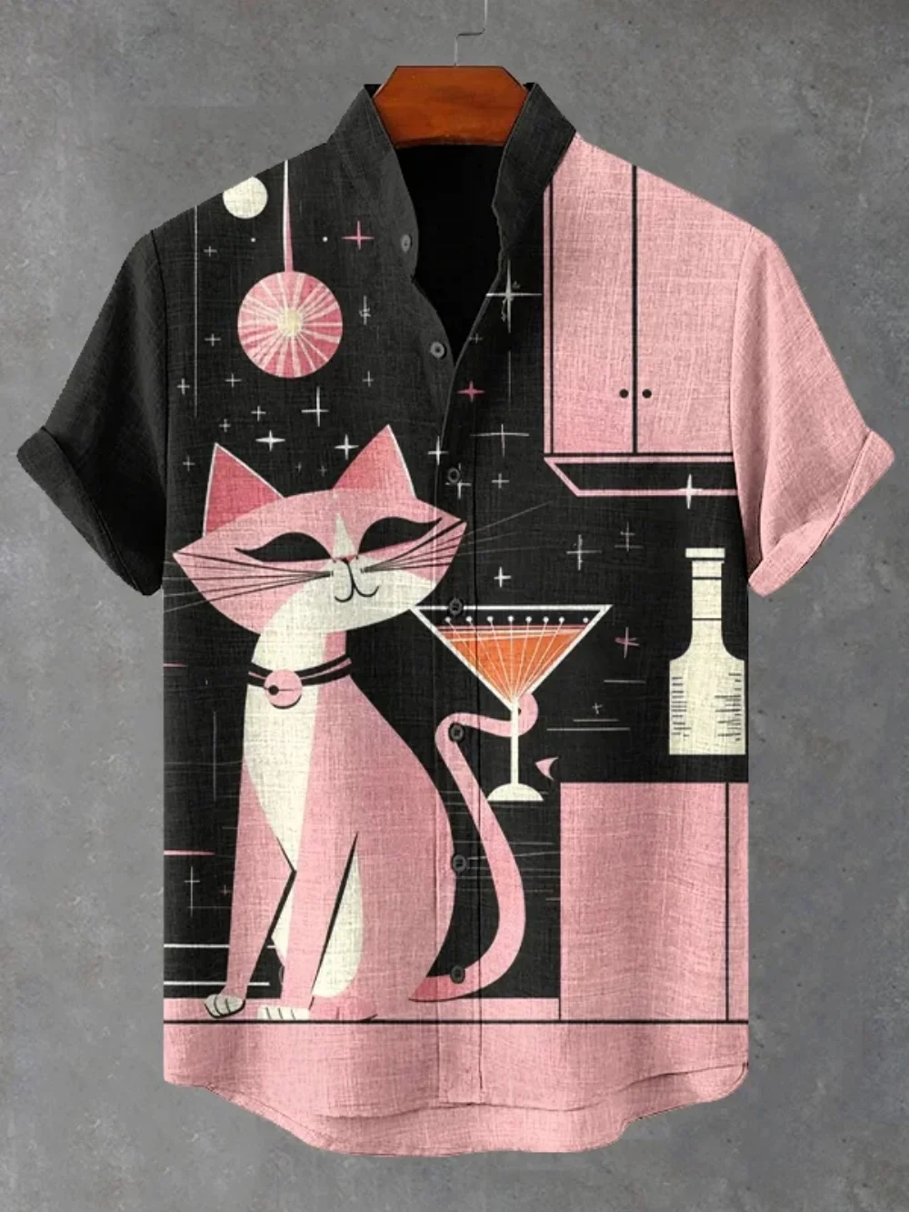 قميص كتان رجالي مقاس كبير يسمح بمرور الهواء بطباعة زهور ثلاثية الأبعاد وأكمام قصيرة كاجوال لقضاء عطلة الشاطئ للارتداء اليومي في هاواي