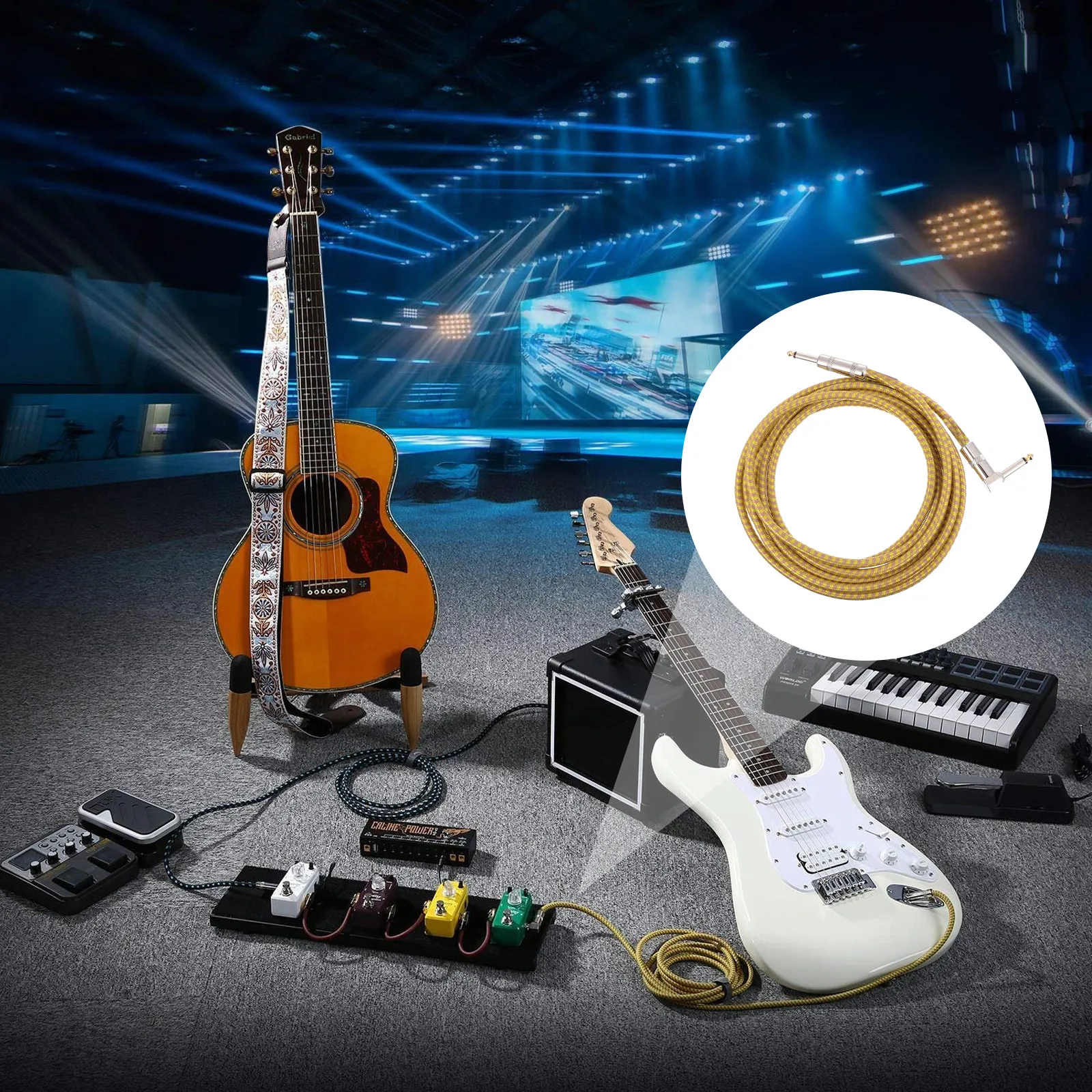 

Right Angle 6.35mm Guitar Audio Cable High Copper Conductors Low Signal Loss Stable Connection for Amplifier Mixer Pedal Stage