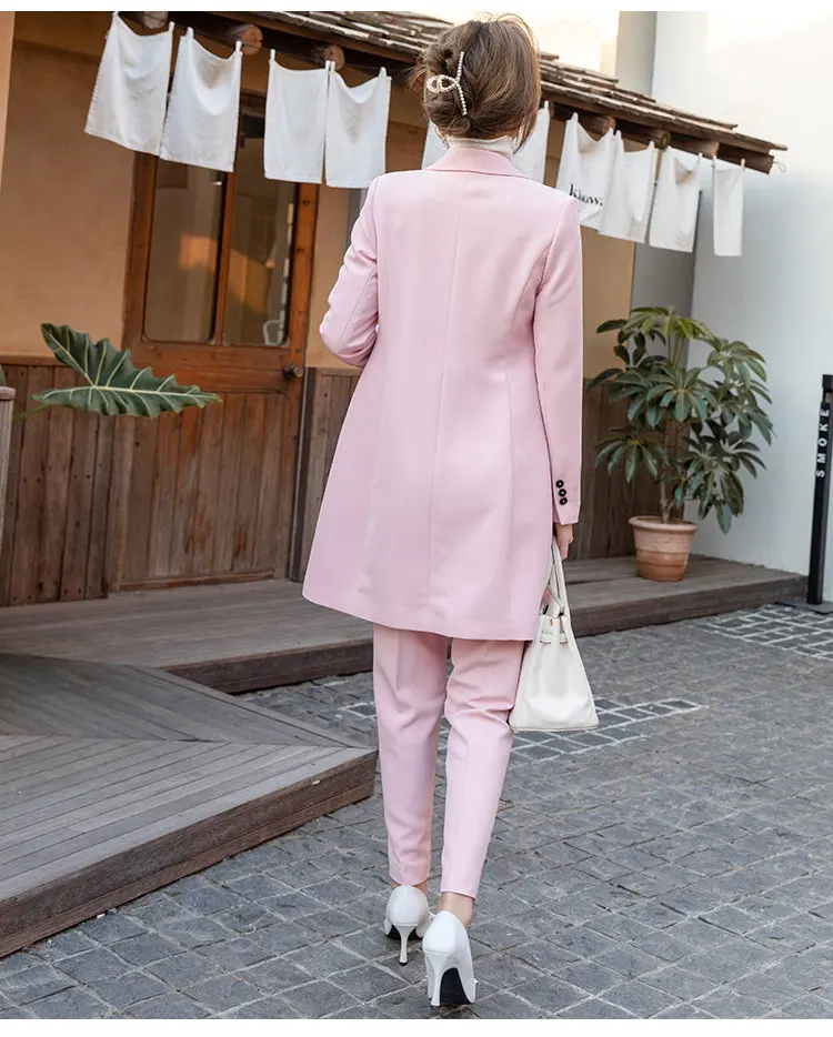 Pink Women Formal Suits 3 Pieces Bridal Slim Fit Prom Evening Office Wear Tuxedos Blazer For Wedding