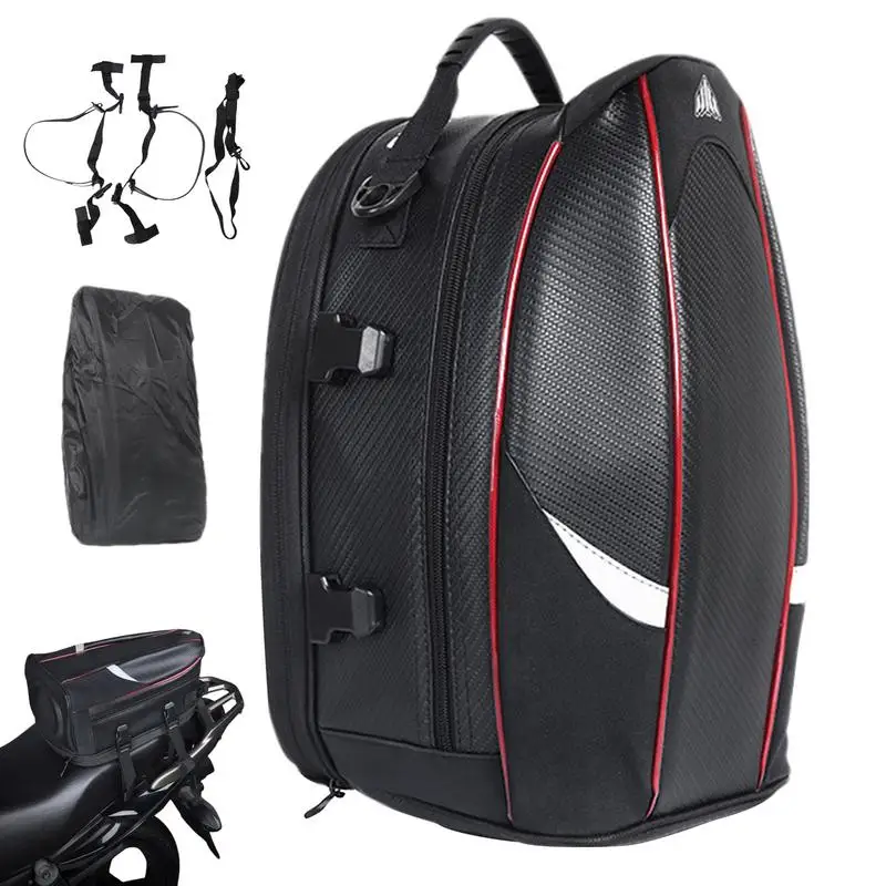 Rear Motorcycle Seat Bag High Capacity Motorcycle Bag Rider Backpack Motorcycle Tank Bag Expandable Luggage Saddle Bags Storage