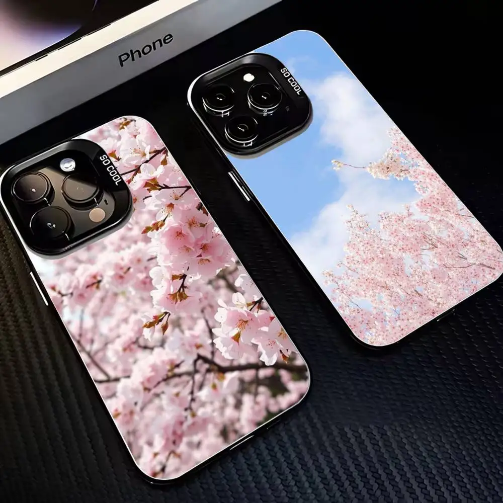 

JAPANESE Sakura Petal Phone Case For iPhone 16,15,14,13,12,11,Mini,Pro,MAX Black Matte Shockproof Cover