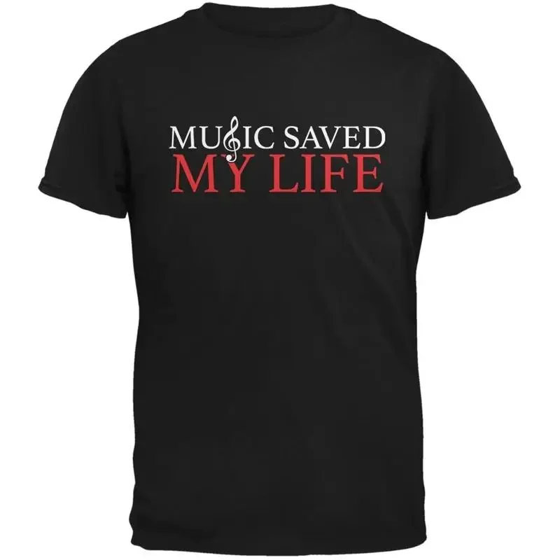 Music Saved My Life Black Adult T Shirt