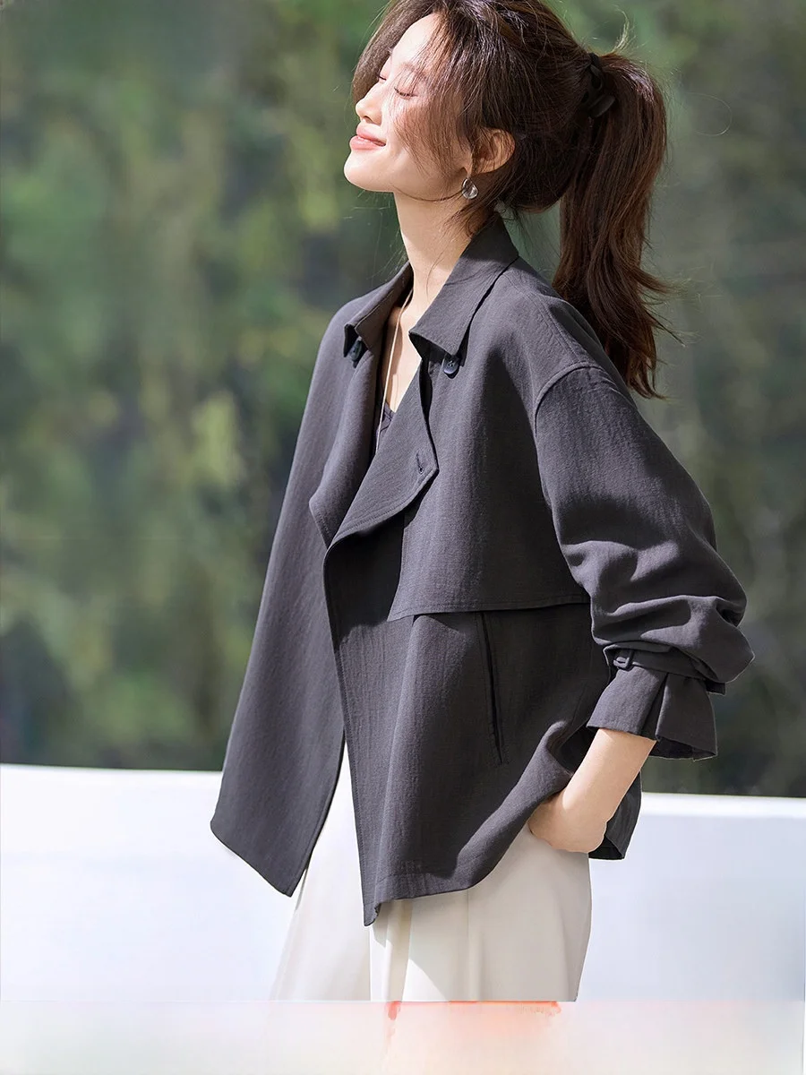 

Женская куртка Commute Sle: Новинка Весны, высококачественная, из смесового волокна Lenzing Lyocell, короткое пальто Mofei Mei