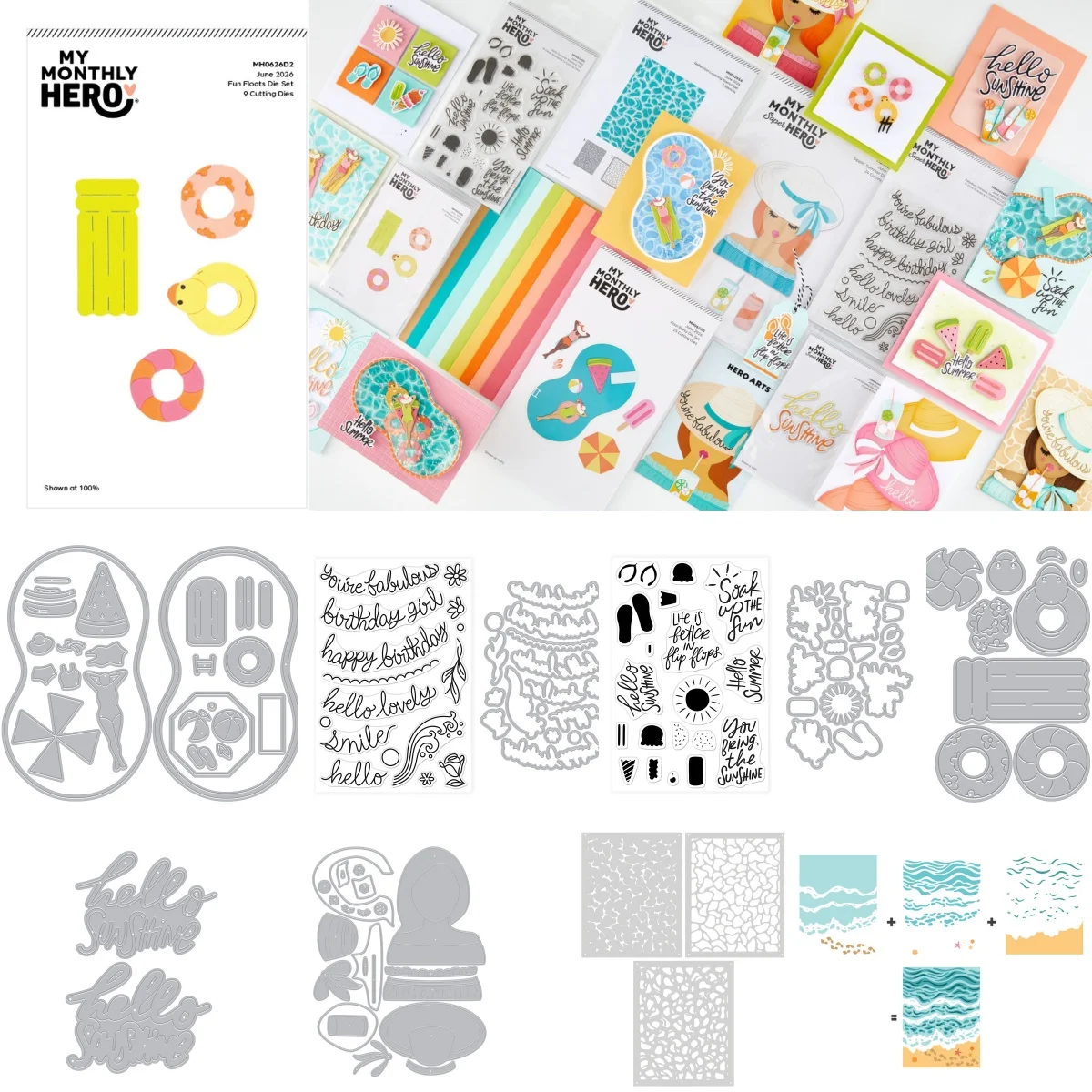 

2026 New summer Pool Party Clear Stamps Metal Cutting Dies Stencil for DIY Making Card Scrapbook Paper Craft Supplies