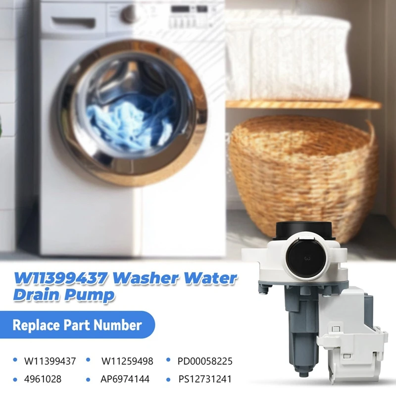 AB15-W 11399437   مضخة تصريف مياه الغسالة متوافقة مع جزء استبدال غسالة Maytag Whirlpool Kenmore Crosley