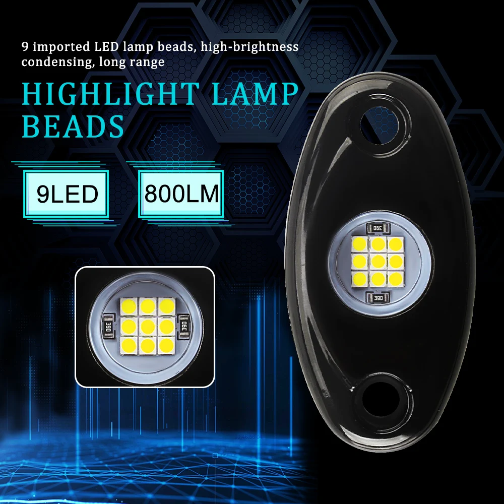 4pcs LED Chassis Lights Universal Modified Cars Bottom Lamp LED Neon Light IP67 Water Proof Blub Rock Lamp
