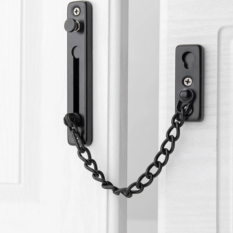 Door chain lock, chain protection device, screw accessory component