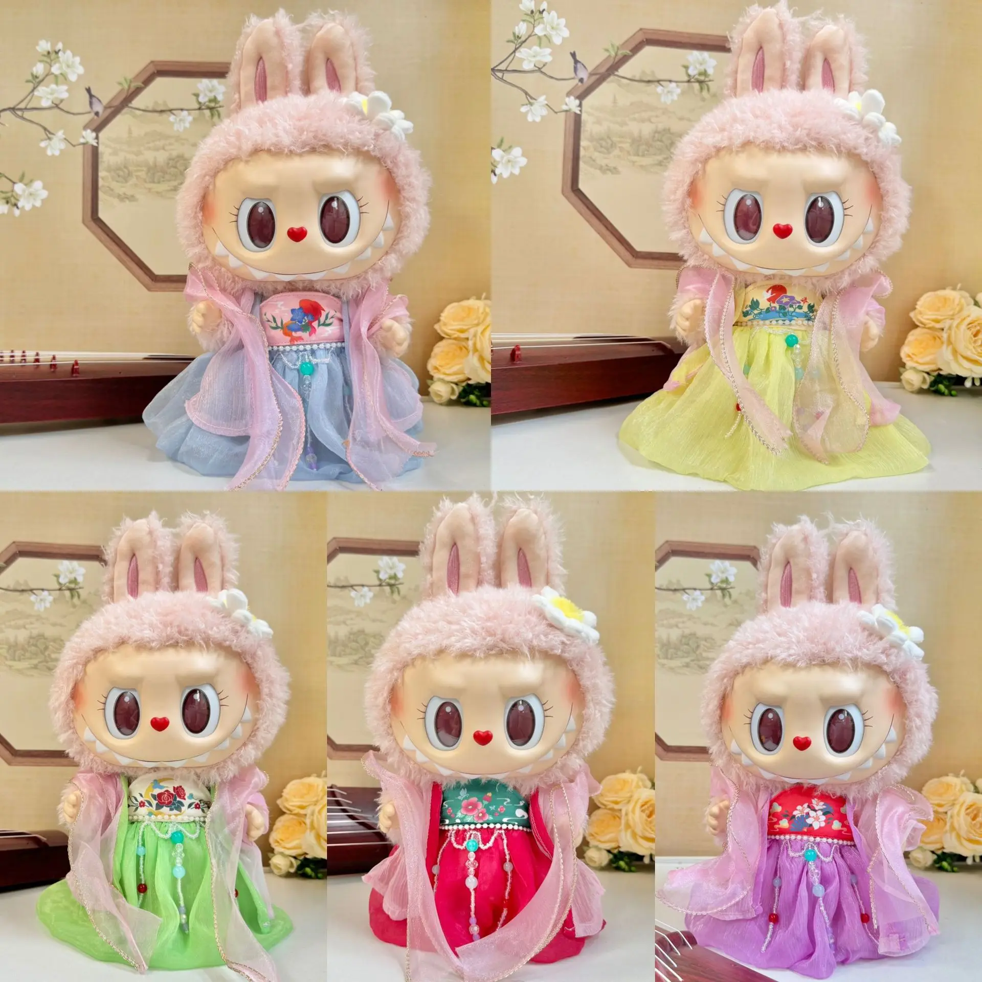 

New Year 38cm Labubu Mokoko Plush Idol Doll Cute Hanfu Chinese Style Coat Set Doll Accessories Ropa Labubu