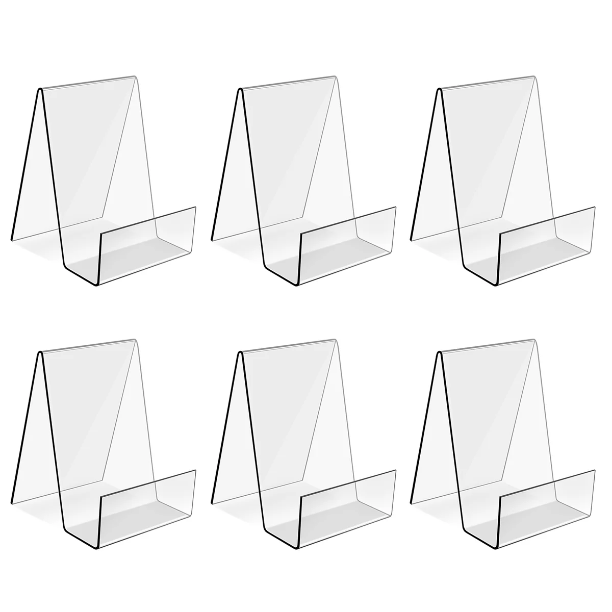 6PACK Acrylic Book Stand Clear Acrylic Display Easel Holder for Displaying Picture Albums, Books, Music Sheets(Small)