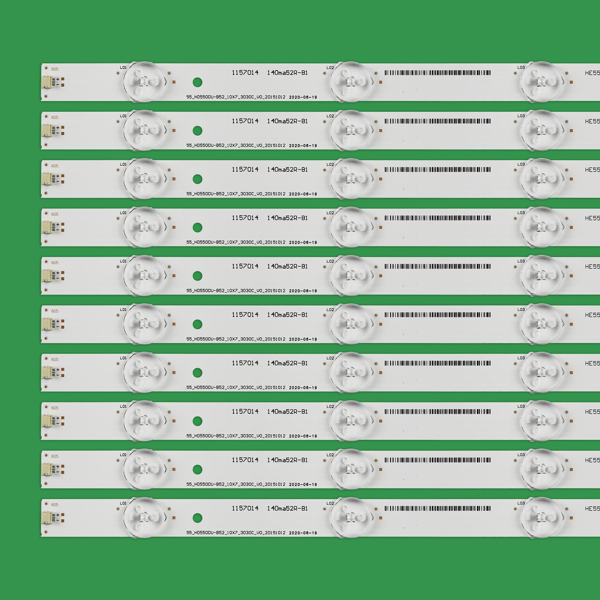 NEW Kits 10PCS LED Backlight Strip 7 Lamps For 55 HD550DU-B52_10X7_3030C_V0_20151012 55H8C 55K3300UW H55M3300 H55M3000