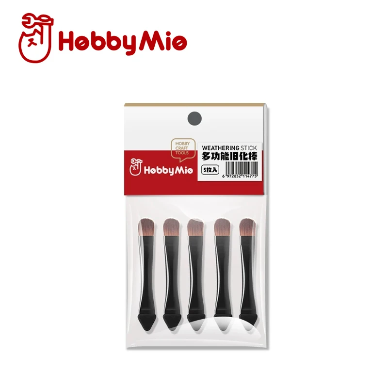 HOBBY MIO Weathering Stick Coloring Brush 5PCS Double-End Aging Wiping Brushes Applicator for Weathering Master Model Craft Tool