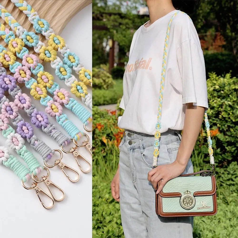 

Woven Boho Phone Case Rope Korean Style Daisy Flower Crochet Macrame Bag Strap DIY Craft Accessories Handmade