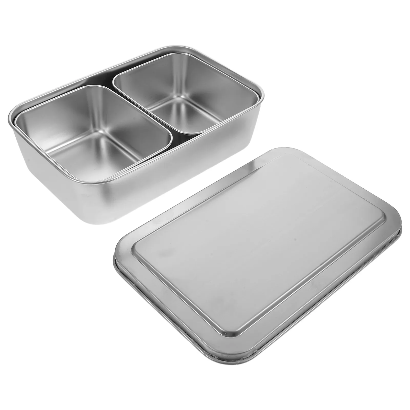 

Контейнер для приправ из нержавеющей стали с 2 отделениями, минималистичный дизайн, герметичная крышка, для хранения специй на кухне, стальной контейнер с крышкой