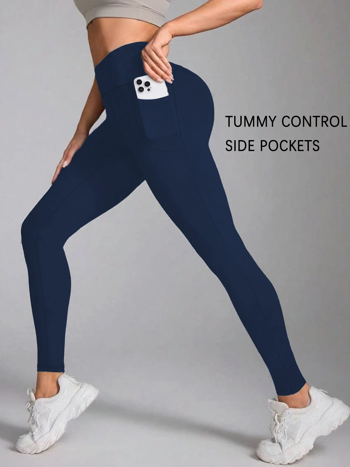 

Женские супермягкие леггинсы с карманами, высокой талией и эффектом коррекции живота для йоги, тренировок, бега, домашнего и повседневного ношения