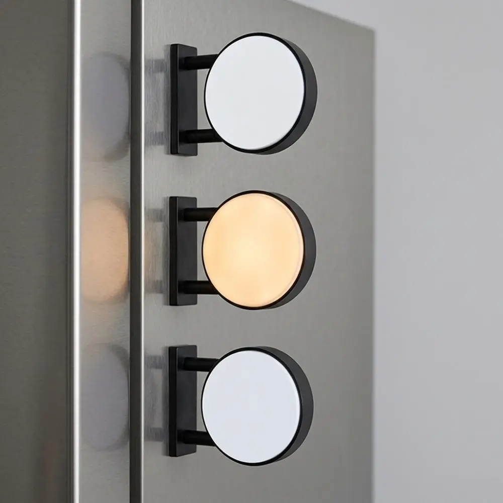 Miniature LED Refrigerator Magnet Light Sign No Pattern Energy Saving DIY Glowing Fridge Magnet Magnetic Base Round Square