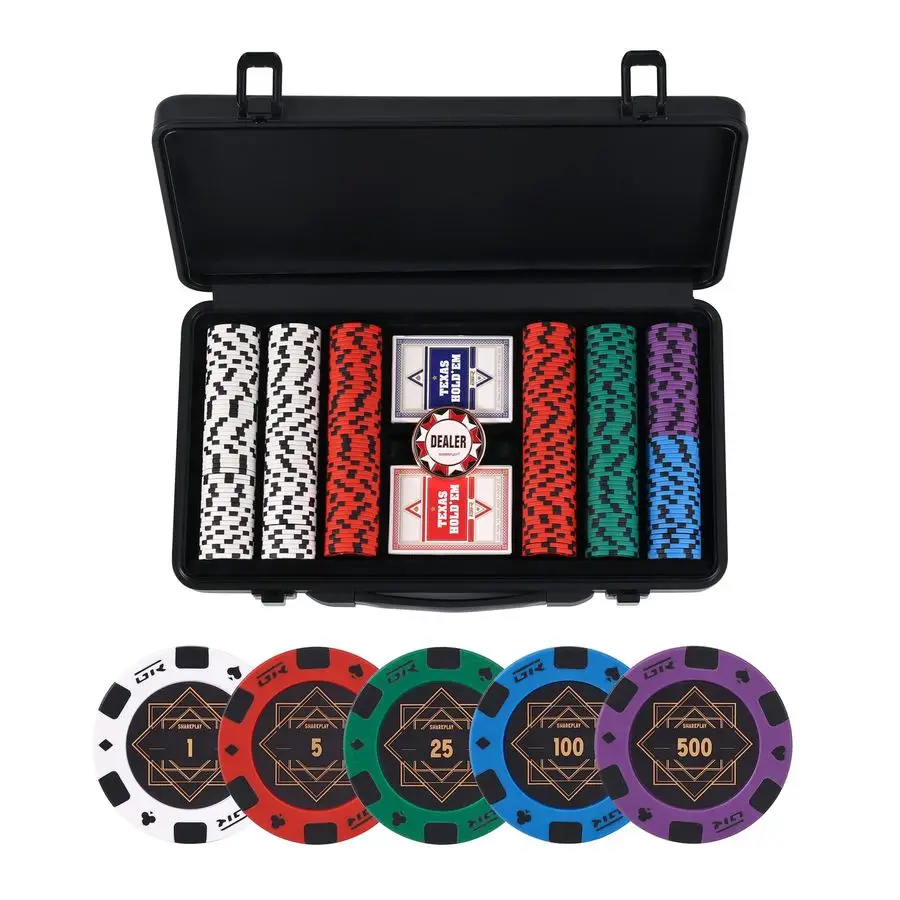 

Clay Poker Chips Set for Texas Holdem, 300 PCS Casino Numbered Chips with Highend Carrying Case amp Dealer Button