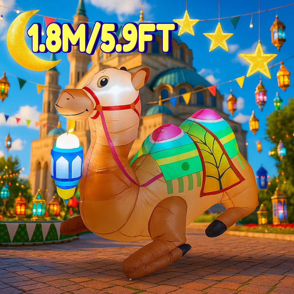 

1,8 м/5,9 фута надувная модель игрушки мусульманский фестиваль Рамадана праздник Ид мусульманский камель DIY Декор открытый двор светодиодный светильник подарок орнамент