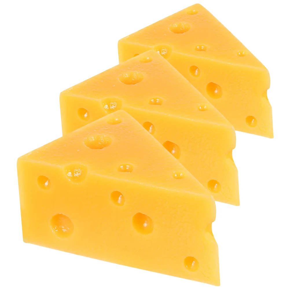 3 Pcs Simulation Cheese Model Fake Food Realistic Props for Display Mousse Cake Artificial Toy Resin Pastry
