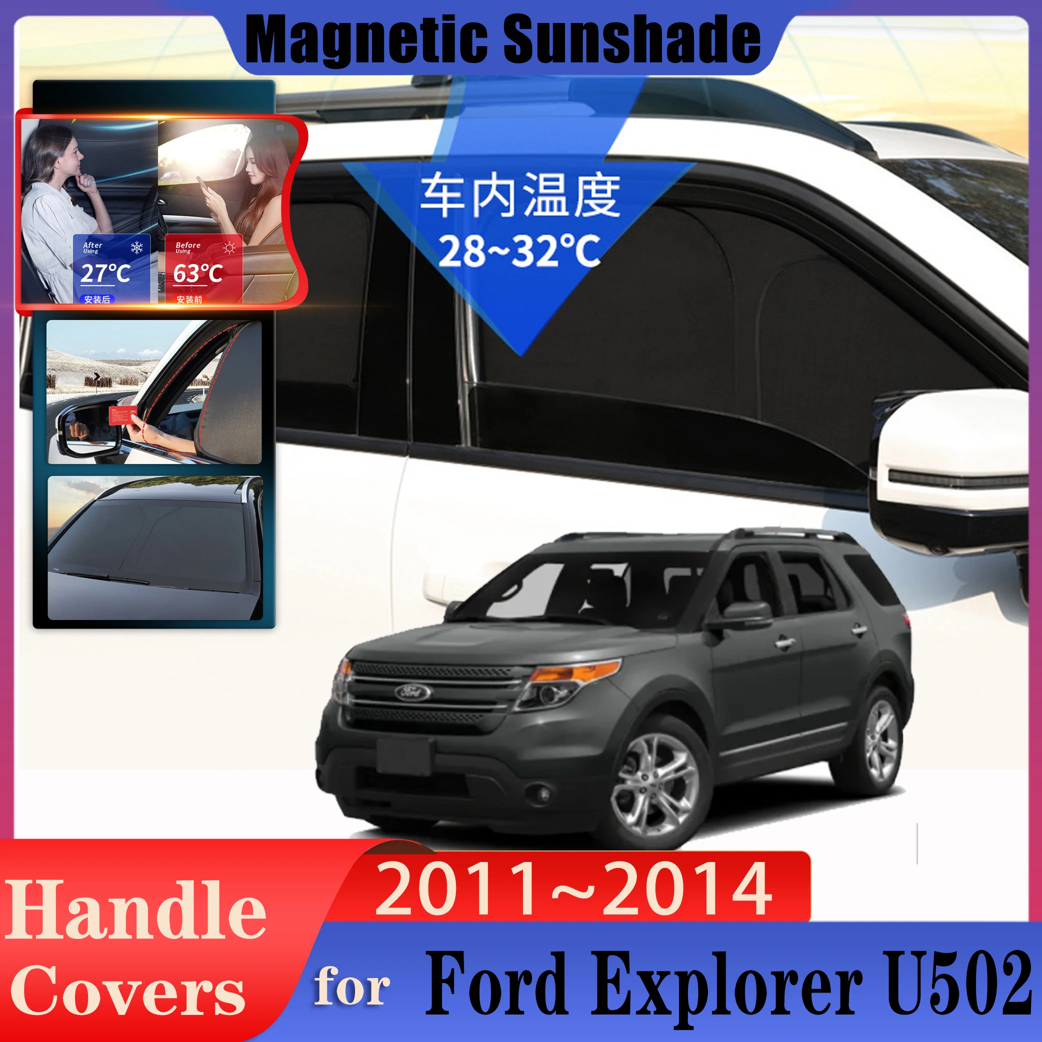 

Full Car Coverage Sunshades For Ford Explorer 2014 2013 2012 2011 U502 MK5 Auto Sunscreen Window Sunshade Covers Car Accessories