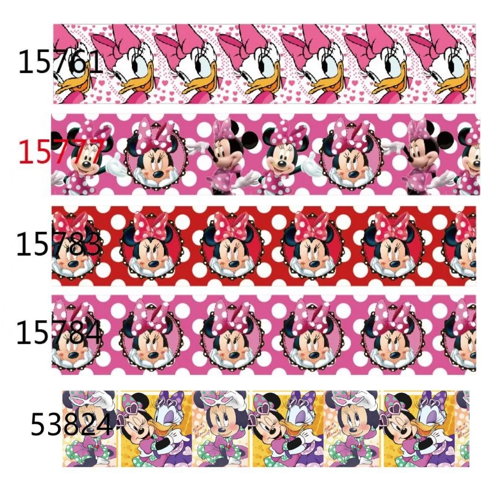 Disney impresso minnie e pato donald dos desenhos animados fita de gorgorão para diy 25mm 10 jardas hairbow cabeça chaveiro presente embalagem