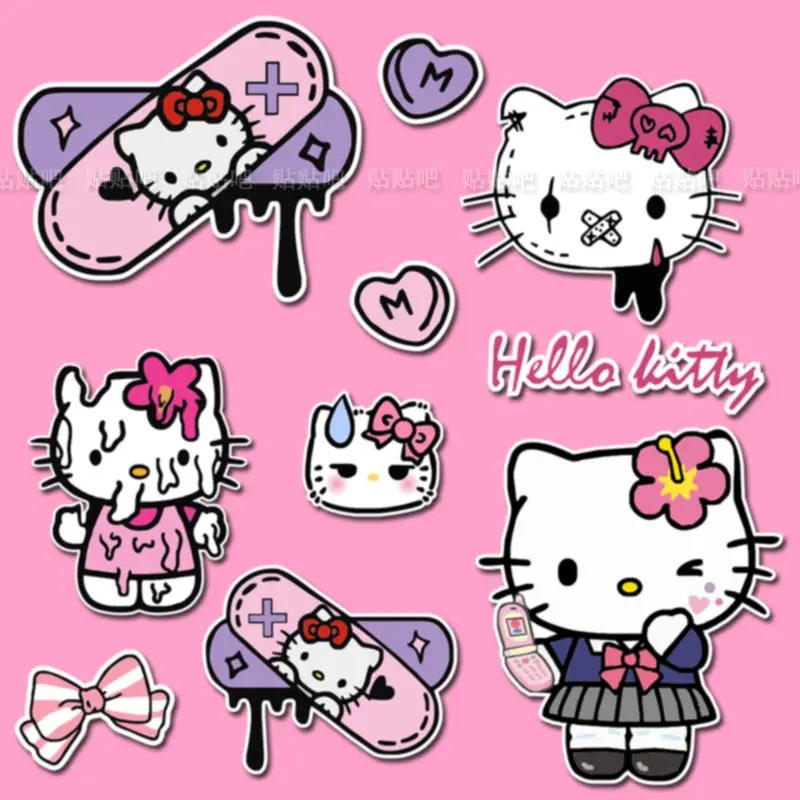 Kawaii Hello Kitty Sticker Suitcase Tablet Phone Case Diy Decorate Patch Water Cup Student Girl Accessories School Supplies Gift