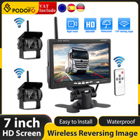Podofo 7 inch HD Monitor Wireless Truck Vehicle Backup Camera Monitor Parking Assistance System For RV Truck Trailer Bus