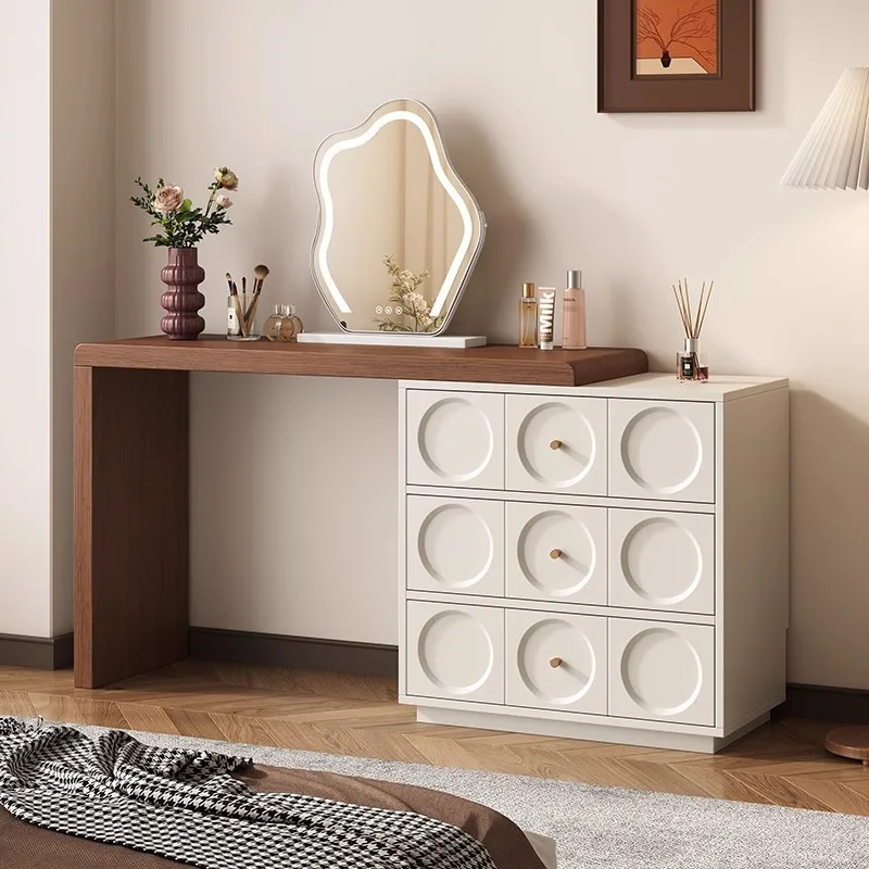 

Medieval style dressing table retractable mobile light luxury vanity table makeup wooden столик туалетный bedroom furniture