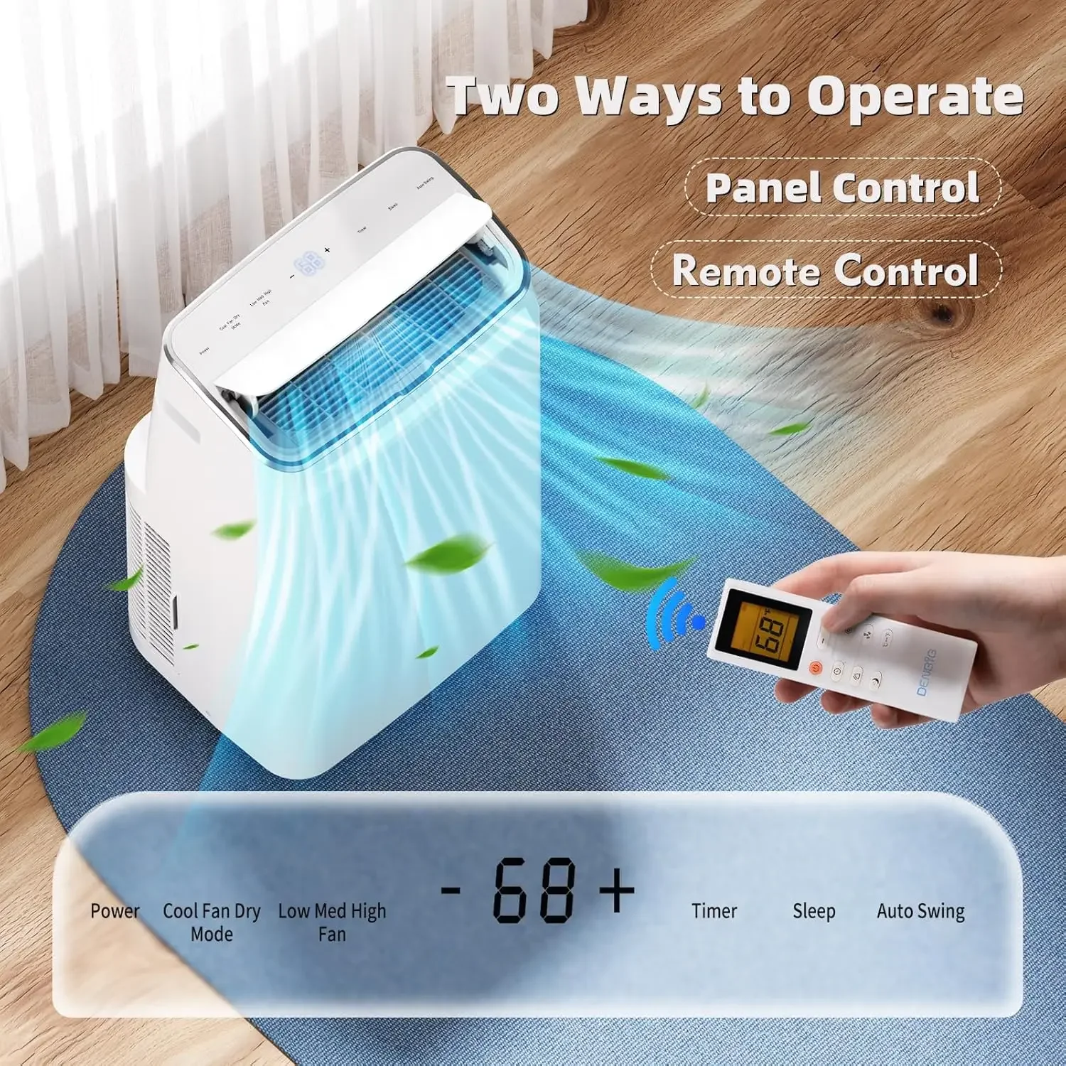 Portable Air Conditioner, Portable AC Unit with Built-in Dehumidifier and Cooling Fan for Room up to 400 sq.ft., 24 H