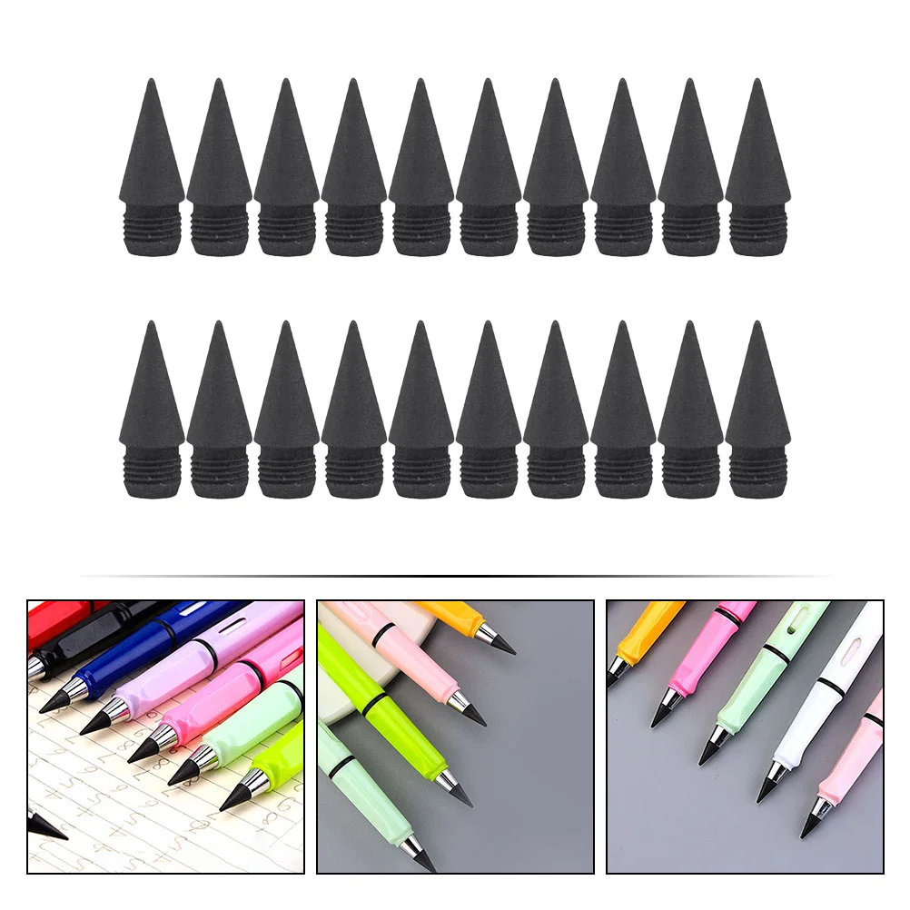 20 Pcs Replacement Pencil Tip Graphite Tips Eternal Infinite Replaceable Erasable Convenient Pencils Inkless