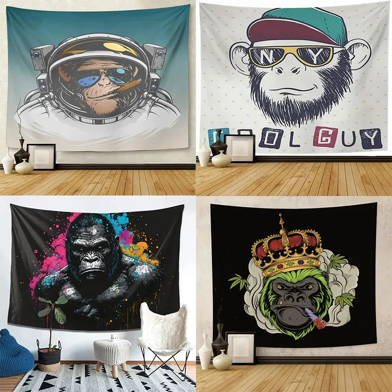 Street Art Chimpanzee Graffiti Tapestry Office Living Room Decoration Home Wall Tapestry