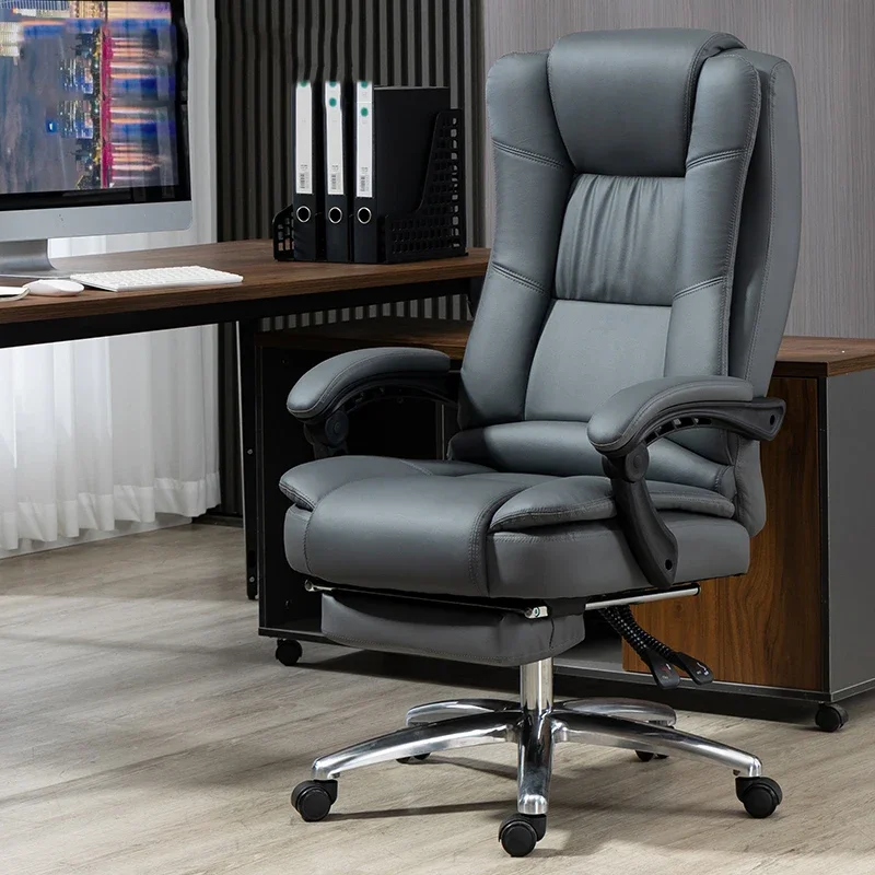 

Leather Recliner Office Chair Ergonomic Recliner Floor Relaxing Modern Chairs Mobile Foot Rest Silla De Oficina Office Furniture