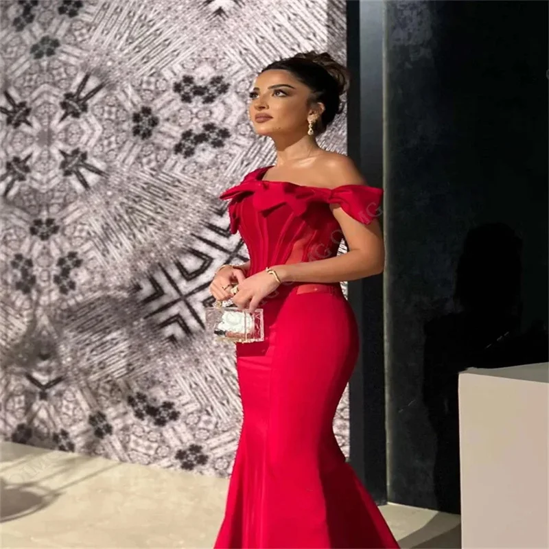 Women Celebrity Sexy Single Sleeve with Bow Red Long Bodycon Dress 2024 Elegant Evening Wedding Guest Party Dress New Design