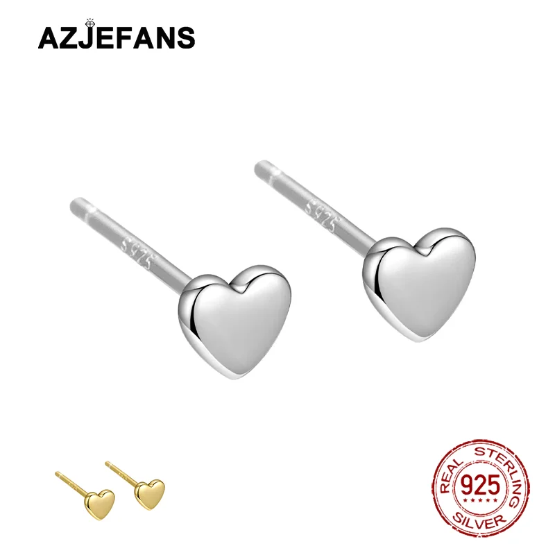 

Серьги-гвоздики AZJEFANS из стерлингового серебра 925 пробы в форме сердца, минималистичные, маленькие, изысканные ювелирные изделия
