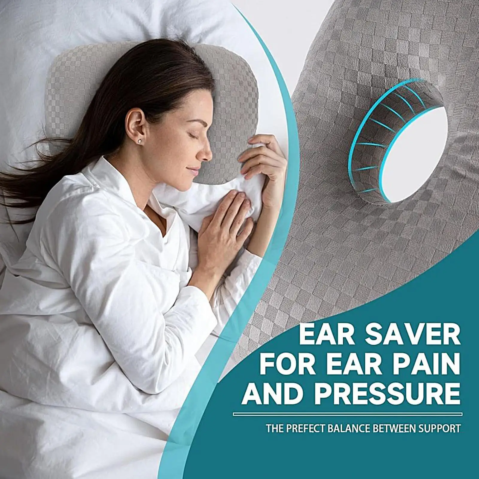 Piercing Pillow For Side Sleepers Ear Guard Donut Pillow For Side Sleepers Ergonomic Discomfort Reducer Travel Stuffed Cushion